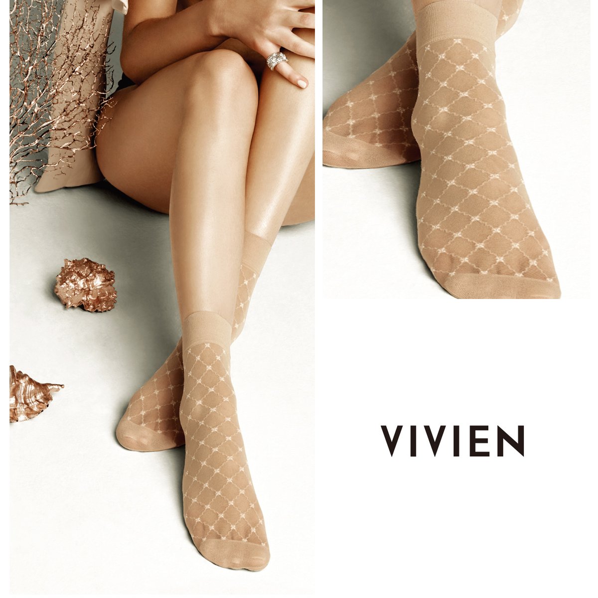 Vivian stockings Shinsei Masan shop plaid Clover w